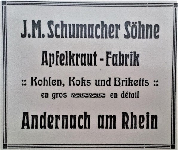 Werbeanzeige der Apfelkrautfabrik, 1910.