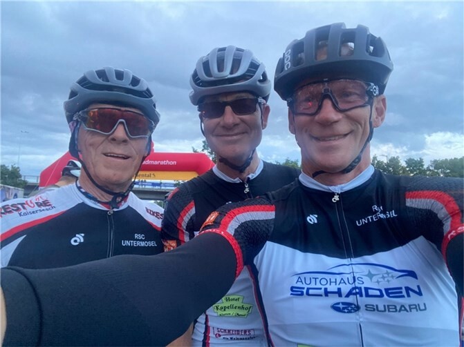 Werner Fuhrmann, Christian WIlkening, Robert Marquet traten beim Radmarathon an.  Foto: RSC Untermosel