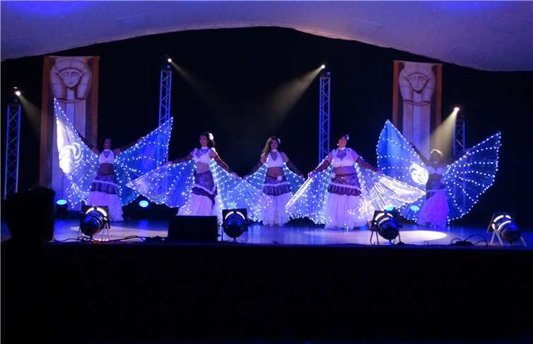 Wie Feen schweben die Tänzerinnen rhythmisch über die Bühne.Passende Kostüme zu jedem Programmpunkt sind das i-Tüpfelchen.