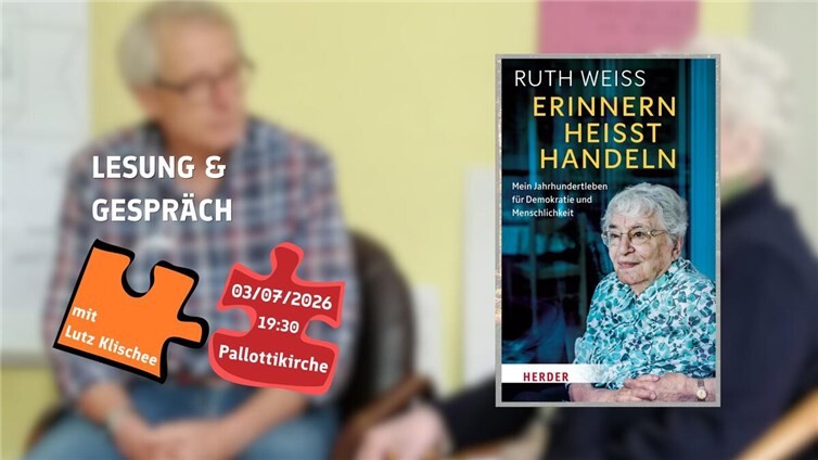 Wie können die Erfahrungen des vergangenen Jahrhunderts Orientierung für die Herausforderungen der Gegenwart geben? Dieser Frage widmet sich die Lesung „Erinnern heißt Handeln – Mein Jahrhundertleben für Demokratie und Menschlichkeit“ mit dem Co-Autor des Buches, Lutz Kliche am Freitag, 3. Juli 2026, um 19.30 Uhr in der Pallottikirche.
