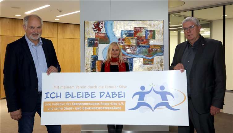 Wolfgang Müller, Präsident des Kreissportbundes, Irma Gillert, Geschäftsführerin des Kreissportbundes, und Landrat Sebastian Schuster. Foto: Rhein-Sieg-Kreis