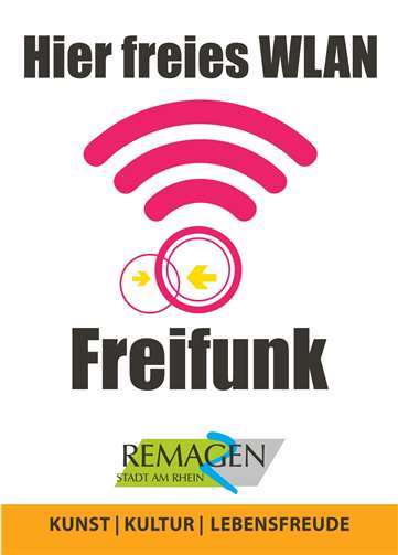 Won Internet-Nutzer in Remagen dieses Signet sehen, haben sie freien Zugang zum WLAN-Netz.  privat