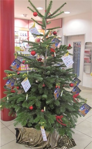 Wünsche erfüllen und Familien helfen: Baum steht in der SchlossapothekeDer Wunschbaum kann behangen werden.P. Siebenmorgen