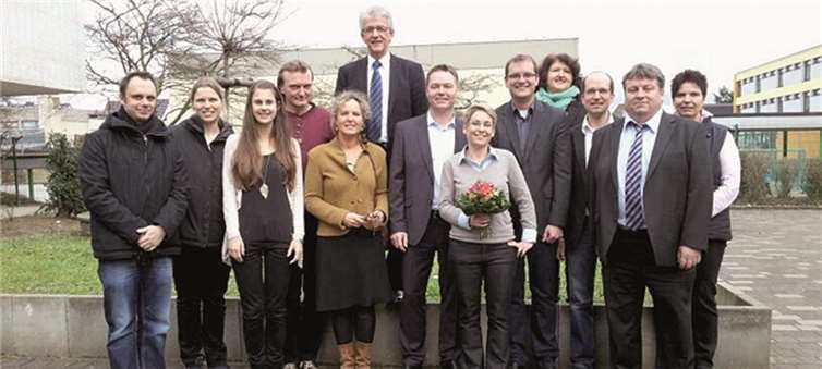 Yvonne Herber bei der Amtseinführung mit ihrem neuen Kollegium.Privat