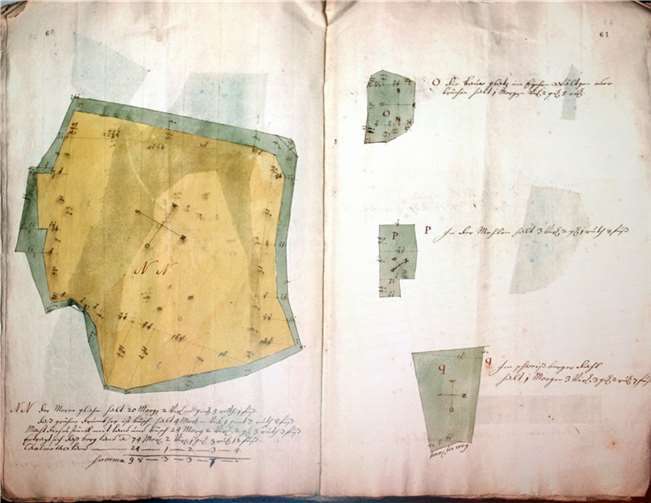 Zeichnungen der Klosterbesitzvermessung von 1760.