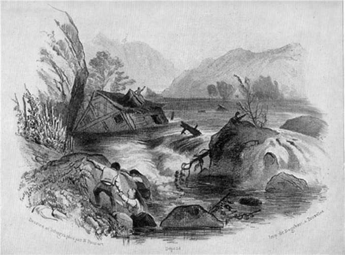 Zeitgenössischer Stich des Hochwassers von 1804. Foto: Kreisarchiv Ahrweiler