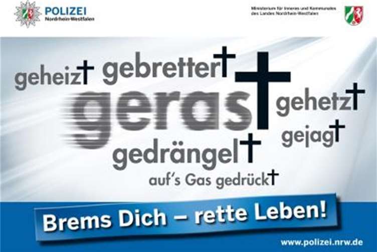 Zu schnelles Fahren gefährdet ALLE überall! Zu schnelles Fahren ist Killer Nr.1