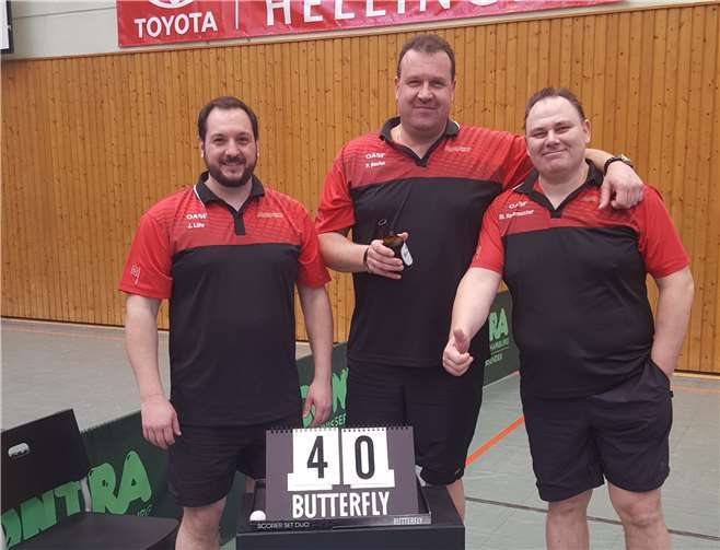 Zur Pokalendrunde fuhr die Mannschaft mit (v. l.) Peter Reuter, Jürgen Löhr und Stephan Radermacher nach Kruft. privat