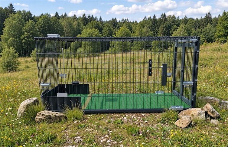 Zusätzliche große Lebendfalle für die Hundesuchhilfe. 