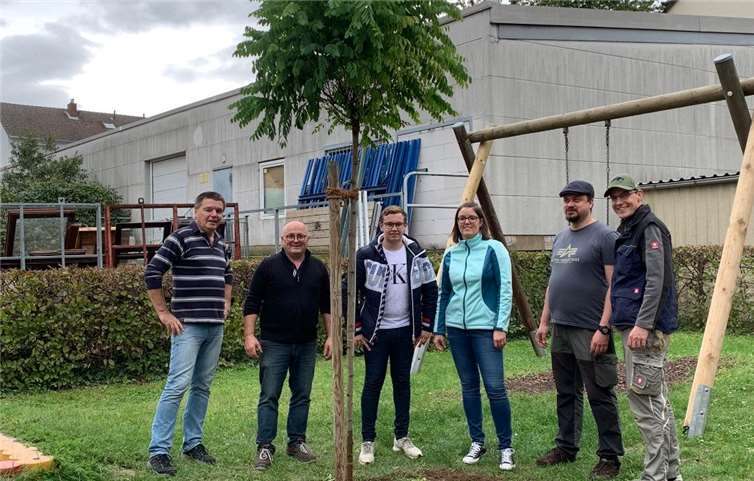 Zwei Bäume wurden auf dem Spielplatz gepflanzt.