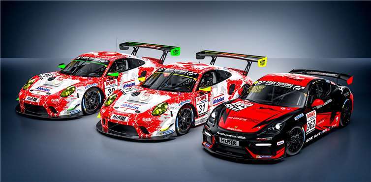Zwei Porsche 911 GT3 und ein Porsche 718 Cayman GT4 setzt das Frikadelli Racing Team in der Saison 2021 ein.Foto: Frikadelli / Siegerdesigns