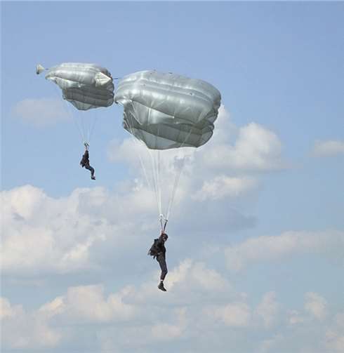 Zwei Springer im parallelen Anflug auf das Zielkreuz.