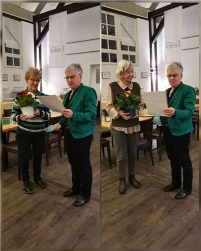 Zwei langjährige Mitgliederinnen bekamen Ehrenurkunden überreicht.