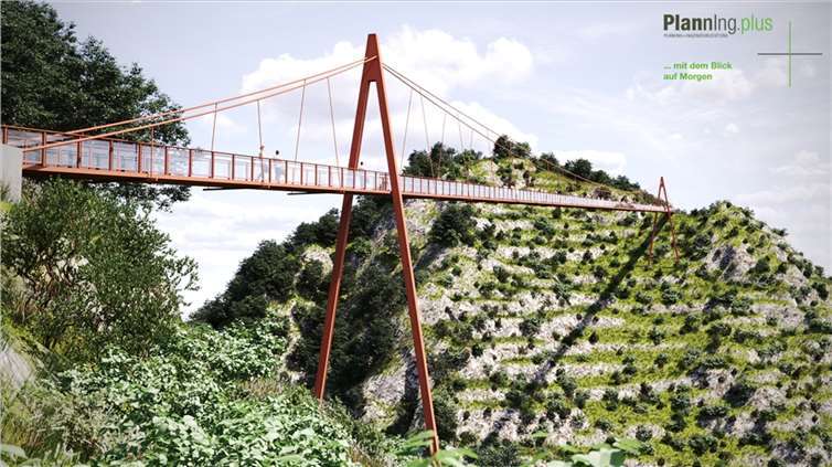 könnte eine Hängebrücke als Verbindung von Rotweinwanderweg und Ahrsteig bei Walporzheim aussehen. Foto: PlannIng.plus