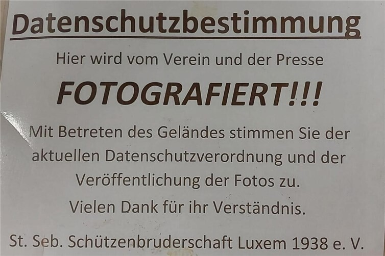 siehe Aushang Schützenplatz