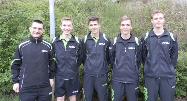 v.l.: Andreas Cipu (Betreuer), Mattes Häusler, Niclas Ott (beide TTC Wirges), Nicolas Flügel (TV Leiselheim) und Christian Güll (TTC Wirges).  privat