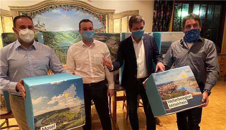 (v.l.) Jens Firmenich (Vorsitzender der CDU Rhein-Mosel), Torsten Welling (CDU Wahlkreiskandidat), Christian Baldauf (CDU Spitzenkandidat bei der Landtagswahl und Vorsitzender der CDU Fraktion im Landtag), Christoph Bartmann (CDU Ortsverband Spay). Foto: Pierre Fischer