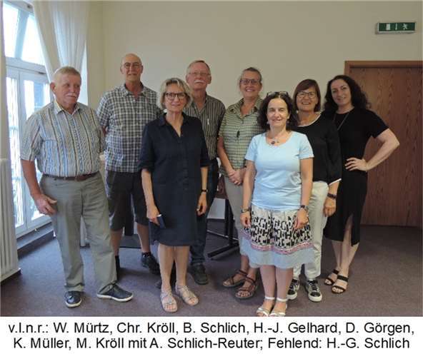 (v.l.) W. Mürtz, Chr. Kröll, B. Schlich, H.-J. Gelhard, D. Görgen, K. Müller, M. Kröll mit A. Schlich-Reuter.  Fotos: privat