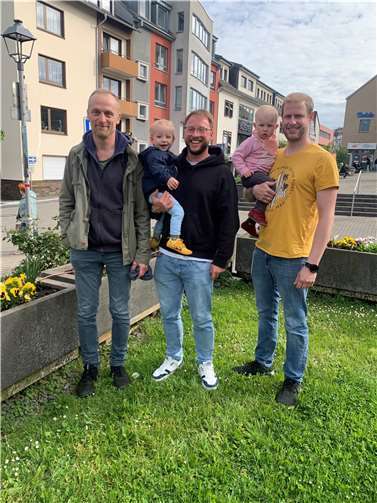 (v.l.) Wolfgang Abeld, Lennart und Robin Kalenborn, Isabella und Christian Meyer.  Foto: Ina Rüber-Teke/Stadt Mayen