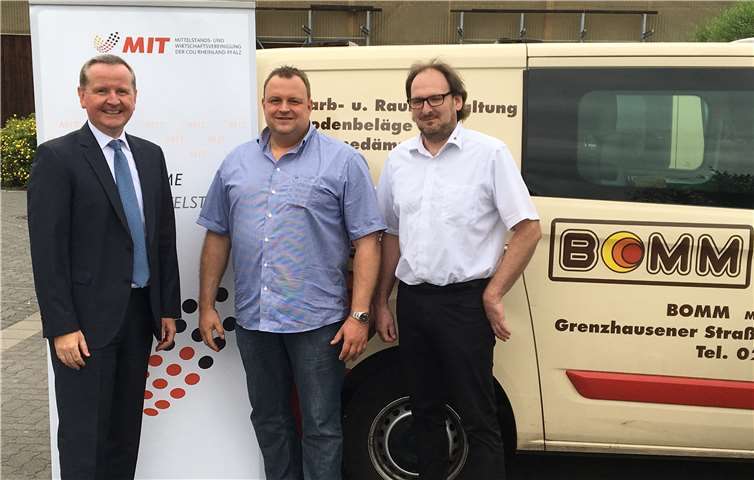 (v.li.) Jörg Meurer (MIT Mayen-Koblenz), Uli Bomm (Geschäftsführer Bomm GmbH), Gerold Schmidt (icotec communication).MIT MYK