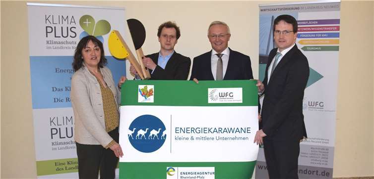 (v.li.) Priska Dreher, Peter Müller, Landrat Achim Hallerbach Harald Schmillen.  Silke Laeufer-Hermann