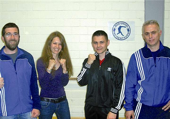 (v.l.n.r.) Christian Nickenig (zweiter Vorsitzender), Christina Nickenig (Frauenwartin), Serge Wunder (Geschäftsführer) und Siho Kalkandelen (erster Vorsitzender). privat