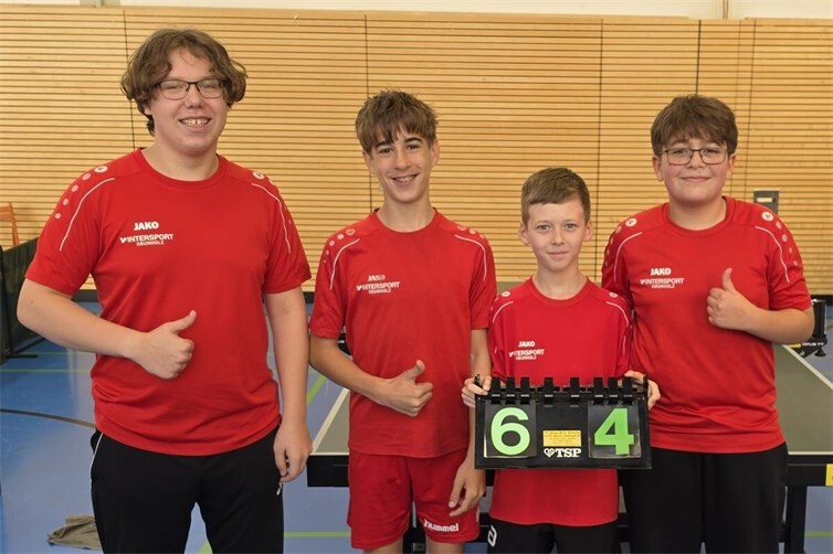 (v.l.n.r) Felix Reuter, Balint Ulmer, Lukas Doll und Selim Aktas gewinnen in Mayen