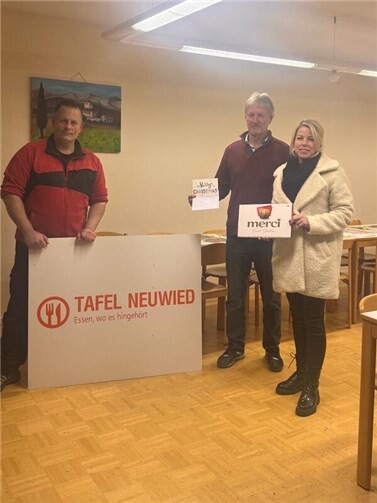 v.l.n.r. Marcus Oehlschläger und Uwe Krämer von der Caritas Neuwied freuen sich über den Besuch von Lana Horstmann, MdL.  Foto: Lana Horstmann