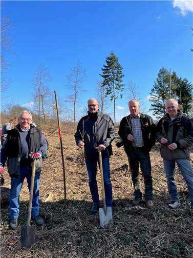 v.l.n.r.: Rolf Rockenbach, Landtagsabgeordneter Peter Moskopp, Förster Achim Kern und Bürgermeister Jochen Währ.Foto: Abgeordnetenbüro Peter Moskopp, MdL