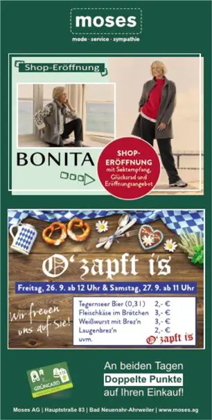 Anzeige Shop Eröffnung Bonita / Oktoberfest