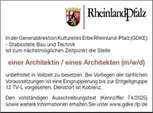 Stellenanzeige "Architekt/in (m/w/d)