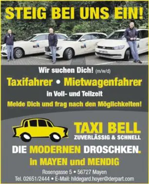 Stellenanazeige "Taxifahrer / Mietwagenfahrer"
