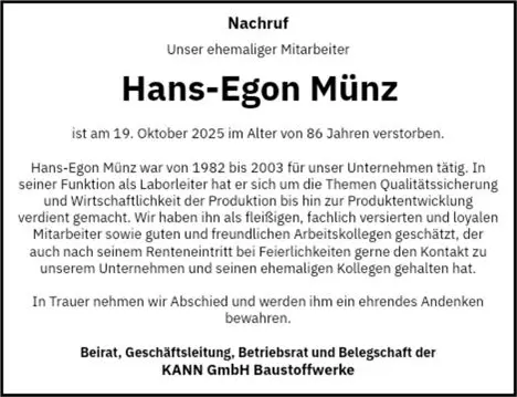 Nachruf Hans Münz