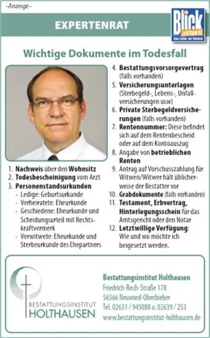 Expertenrat -Wichtigen Dokumenten im Todesfall