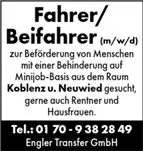 Stellenanzeige Fahrer