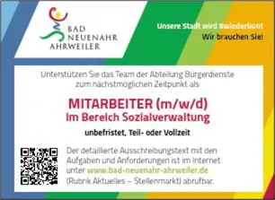 Stellenanzeige Mitarbeiter im Bereich Sozialverwaltung