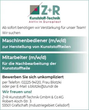 Stellenanzeige Maschinenbediener / Mitarbeiter Nachbearbeitung