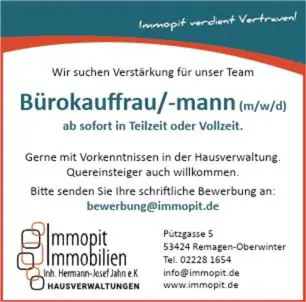 Stellenanzeige Bürokaufmann/-frau