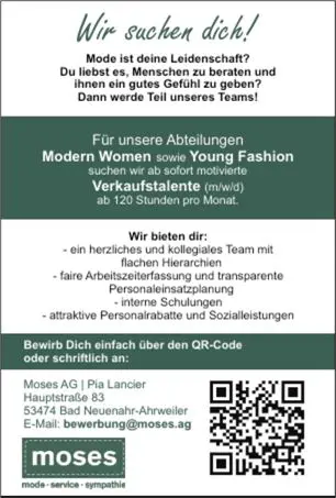 Stellenanzeige Verkaufstalente 