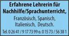 Anzeige Nachhilfeunterricht