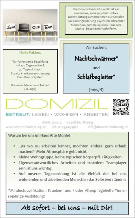 Stellenanzeige Dauernachtwache Alte Mühle 