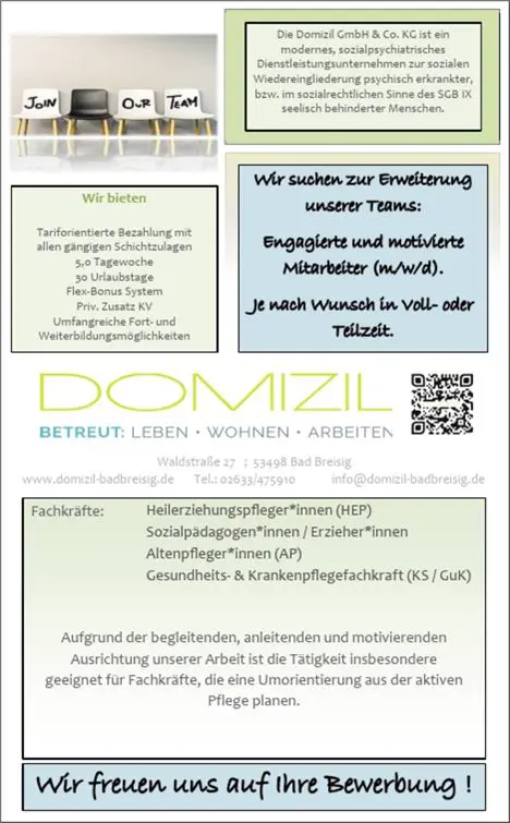 Stellenanzeige div. Fachkräfte