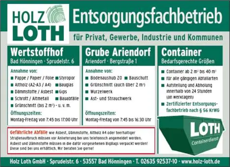 Holz Loth-Entsorgung