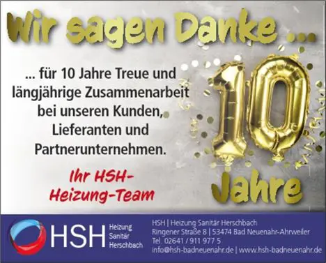 10 Jahre HSH Heizung Sanitär Herschbach in Bad Neuenahr-Ahrweiler