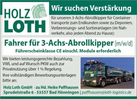 Fahrer für 3-Achs-Abrollkipper [m/w/d]