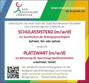 Stellenanzeige Schulassistenz, Platzwart