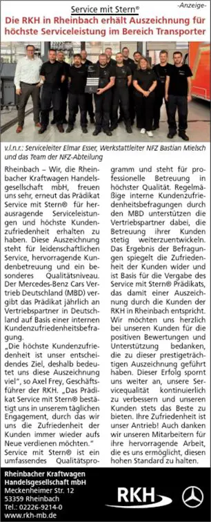 Auszeichnung mit Stern 
