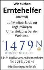 Stellenanzeige Aushilfskräfte Weinlese