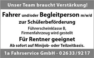 Stellenanzeige Fahrer/Begleitperson