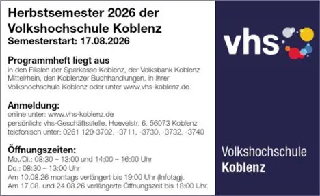Anzeige zum Semesterstart